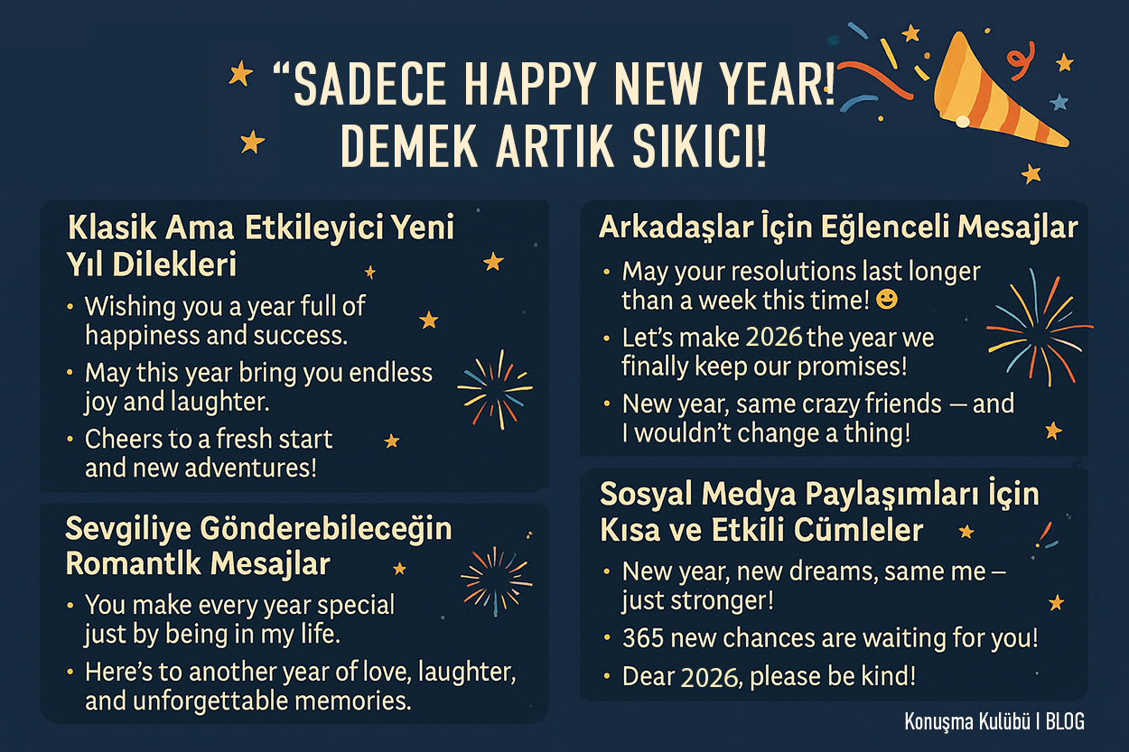 “Sadece Happy New Year! Demek Artık Sıkıcı! Bu İngilizce Yeni Yıl Mesajlarıyla Herkesi Etkile!”